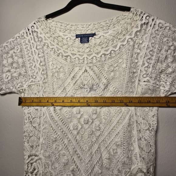 Ralph Lauren RARE Prarie Cottagecore Lace Crotchet White Mini Dress With Slip S - Picture 8 of 12